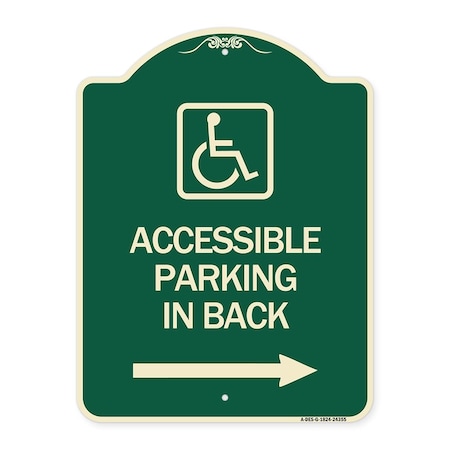 Signmission Accessible Parking on Right Arrow W/ Graphic Heavy-Gauge Aluminum Sign, 24" x 18", G-1824-24355 A-DES-G-1824-24355